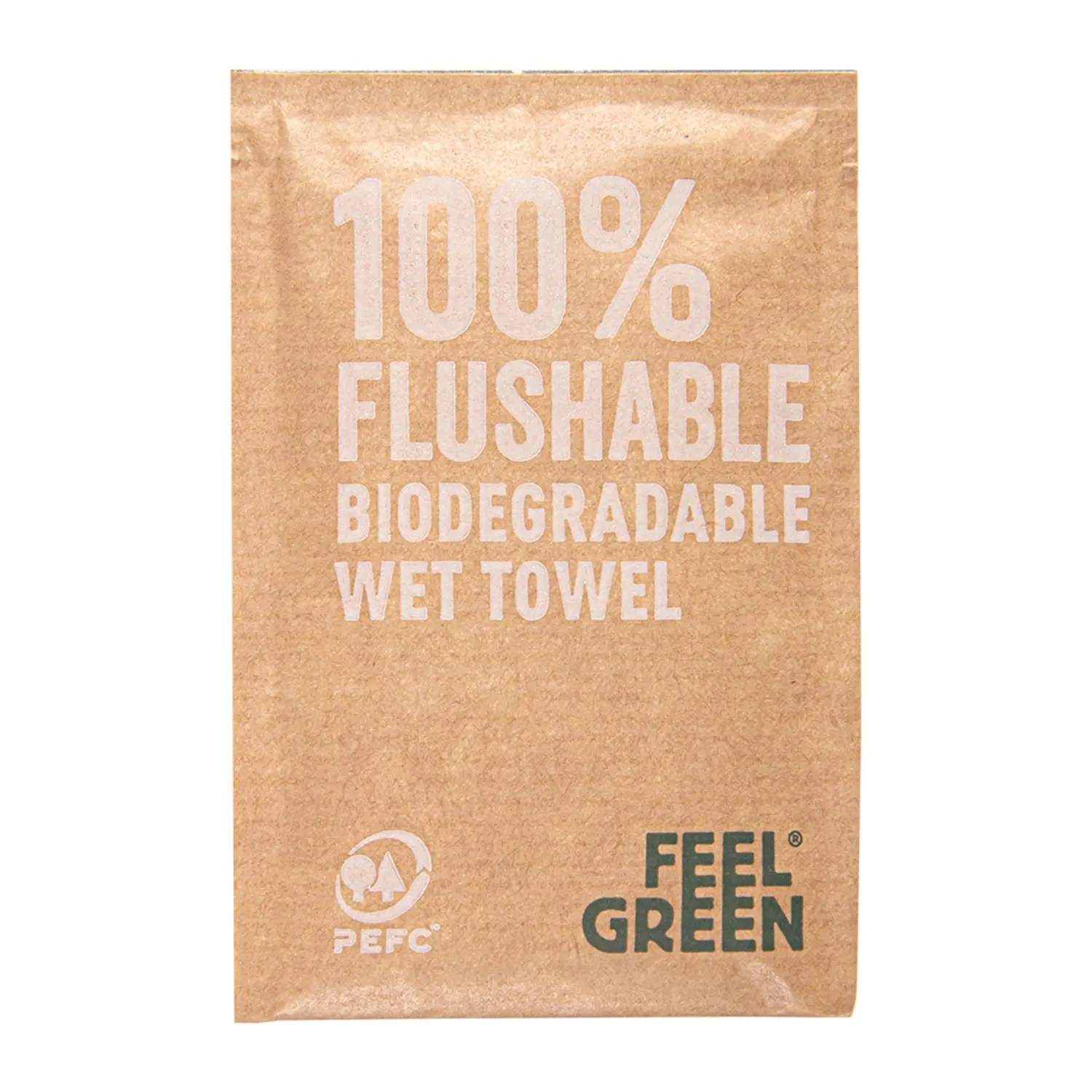 Toalhitas flushable kraft feel green  50 g/m2 6,8x10 cm branco celulose (1200 unidade)