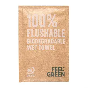 Toalhitas flushable kraft feel green  50 g/m2 6,8x10 cm branco celulose (1200 unidade)
