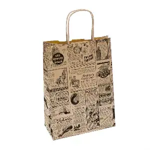 Sacchetti sos con manici 'times' 80 g/m2 20+10x29 cm naturale kraft (250 unità)