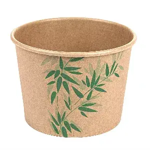 Tarrinas feel green 500 ml 280 + 18 pe g/m2 ø11x8,2 cm marrón kraft (500 unid.)