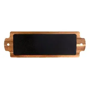 Vassoio presentazione rettangolare wood  48,2x15,2x1,5 cm naturale ardesia+legno (4 unità)