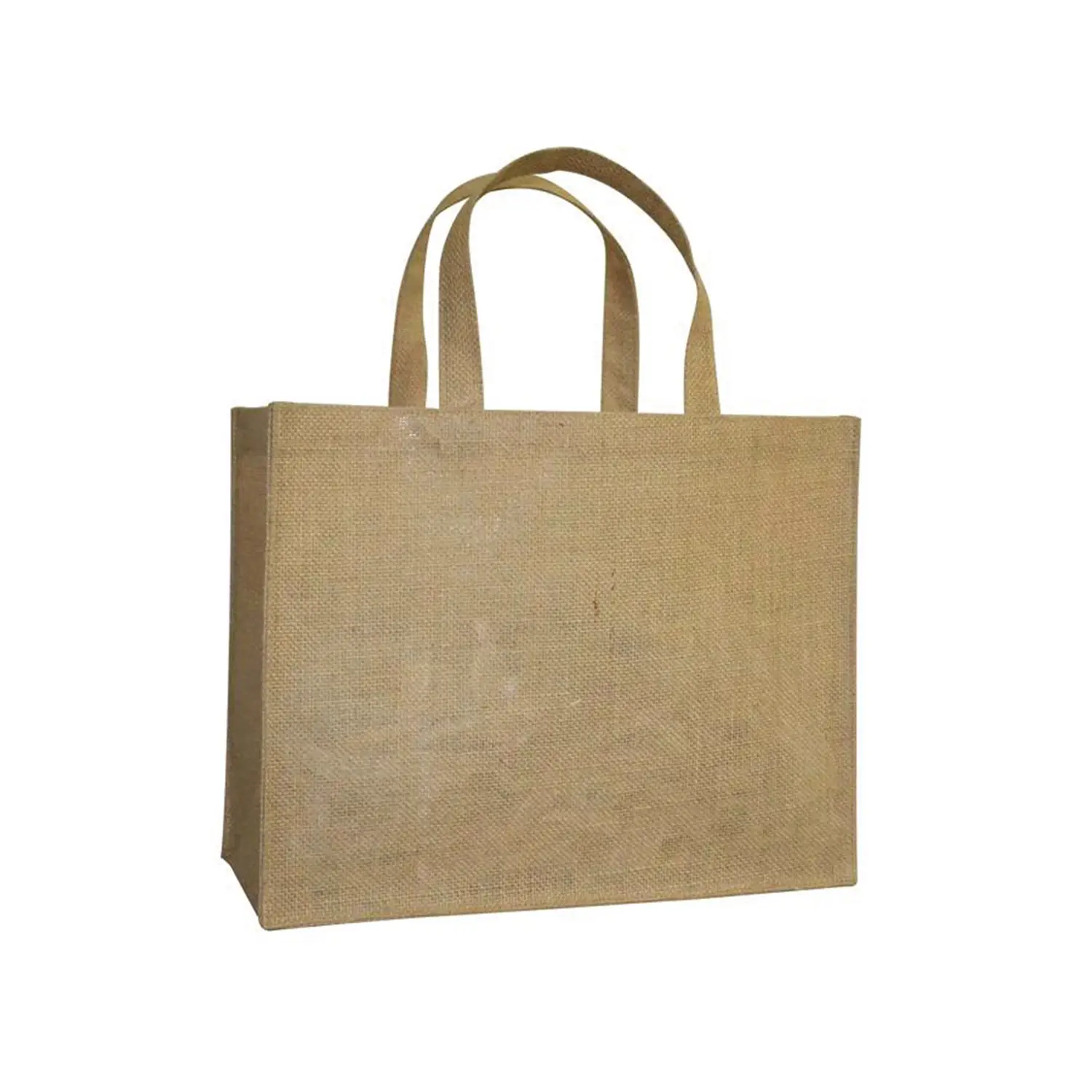 Sacchetto senza decorazioni con manici  260 g/m2 38,5+18x30,5 cm naturale iuta (10 unità)