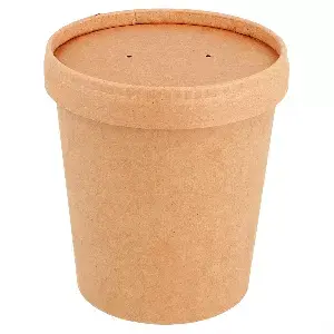 Combo tarrinas + tapas  480 ml - 16 oz 340 + 18 pe g/m2 ø 9,7/7,5x10 cm natural kraft (250 unid.)