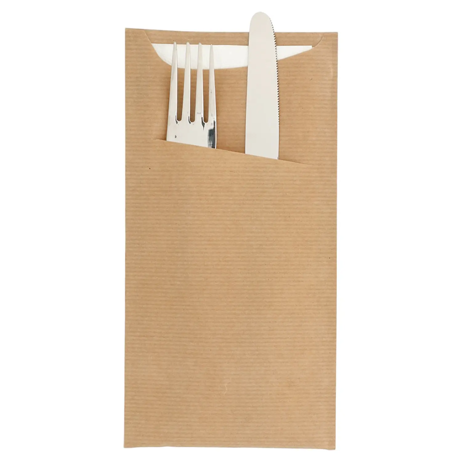 Buste portaposate + tovagliolo just in time  80 + 10pe g/m2 11,2x22,5 cm naturale kraft a costine (400 unità)