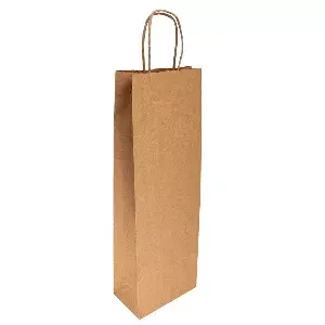 Sacchetti sos con manici 1 bottiglia  100 g/m2 14+8x40 cm naturale kraft (250 unità)