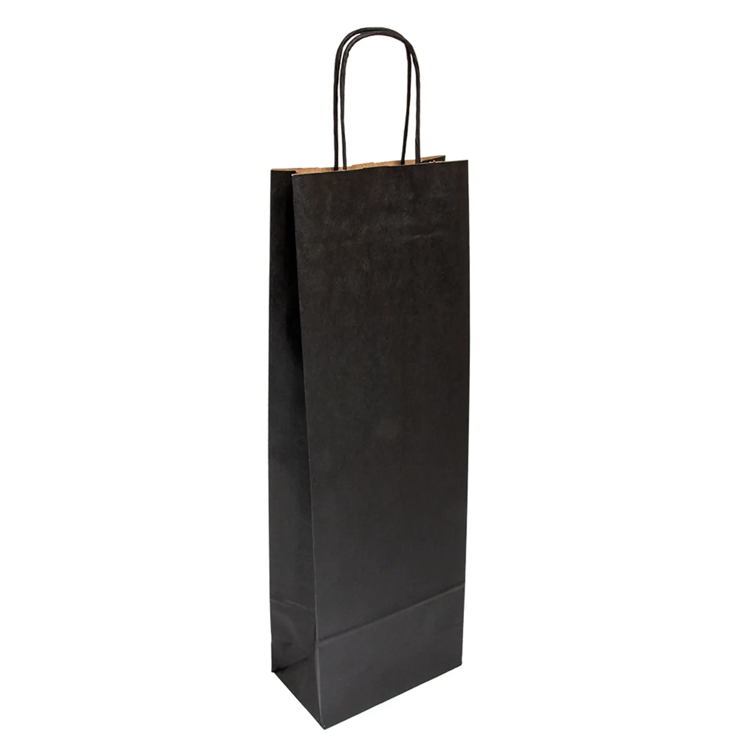 Sacchetti sos con manici 1 bottiglia  100 g/m2 14+8x40 cm nero kraft (250 unità)