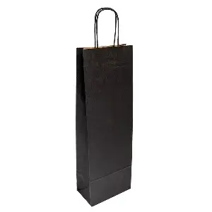 Sacchetti sos con manici 1 bottiglia  100 g/m2 14+8x40 cm nero kraft (250 unità)