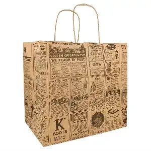 Bolsas sos con asas "traiteur" 'times' 80 g/m2 26+17x24 cm natural kraft (250 unid.)