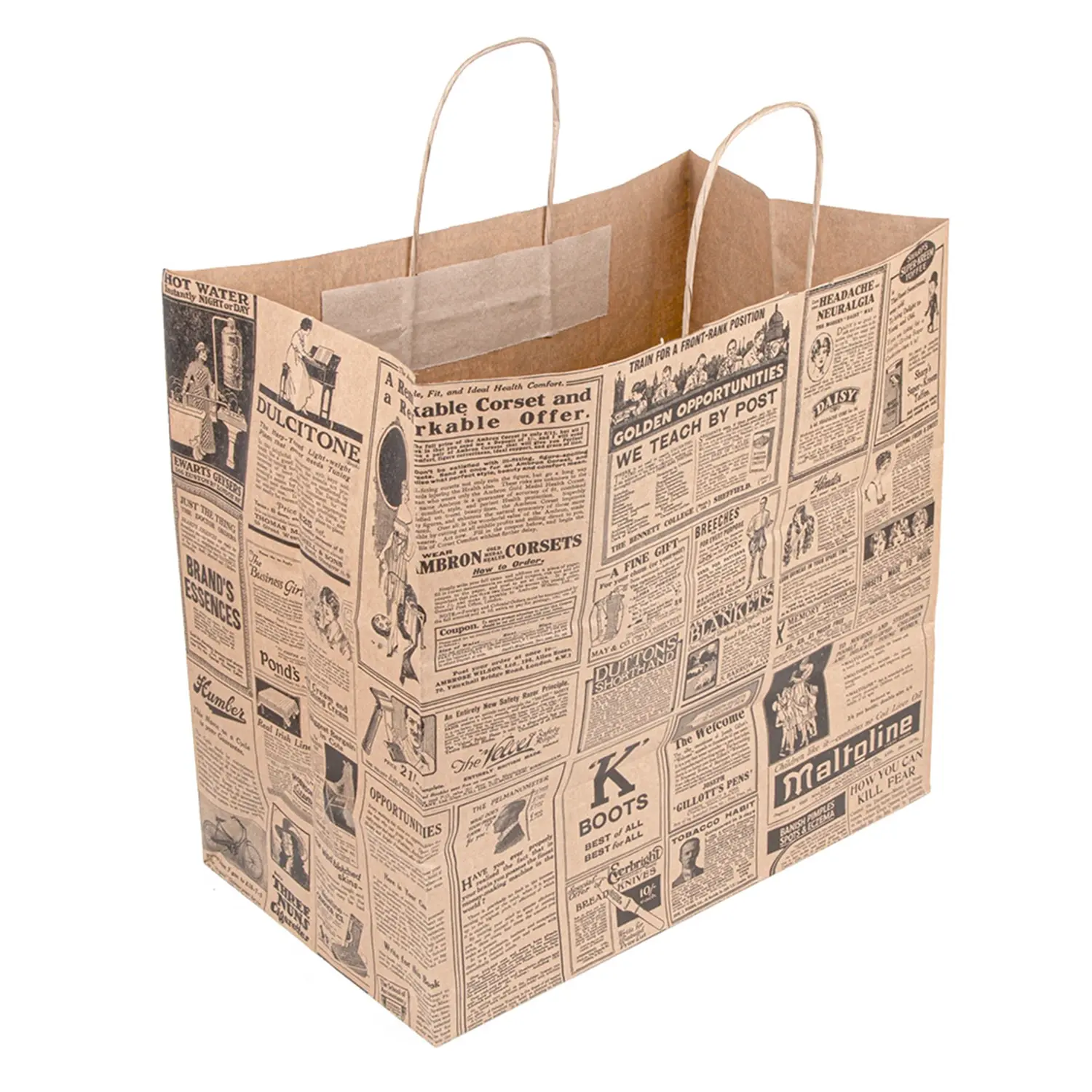 Sacchetti sos con manici "traiteur" 'times' 90 g/m2 36+21x33,5 cm naturale kraft (250 unità)