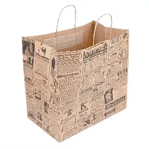 Bolsas sos con asas "traiteur" 'times' 90 g/m2 36+21x33,5 cm natural kraft (250 unid.)