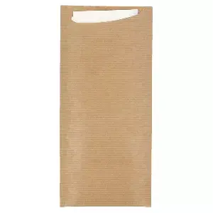 Buste posate + tov. airlaid bianca just in time  80+10pe g/m2 8,5x19,5 cm naturale kraft a costine (250 unità)