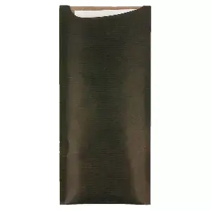 Sacos talheres + guard. airlaid branca just in time  80 + 10 pe g/m2 8,5x19,5 cm preto kraft verjurado (250 unidade)