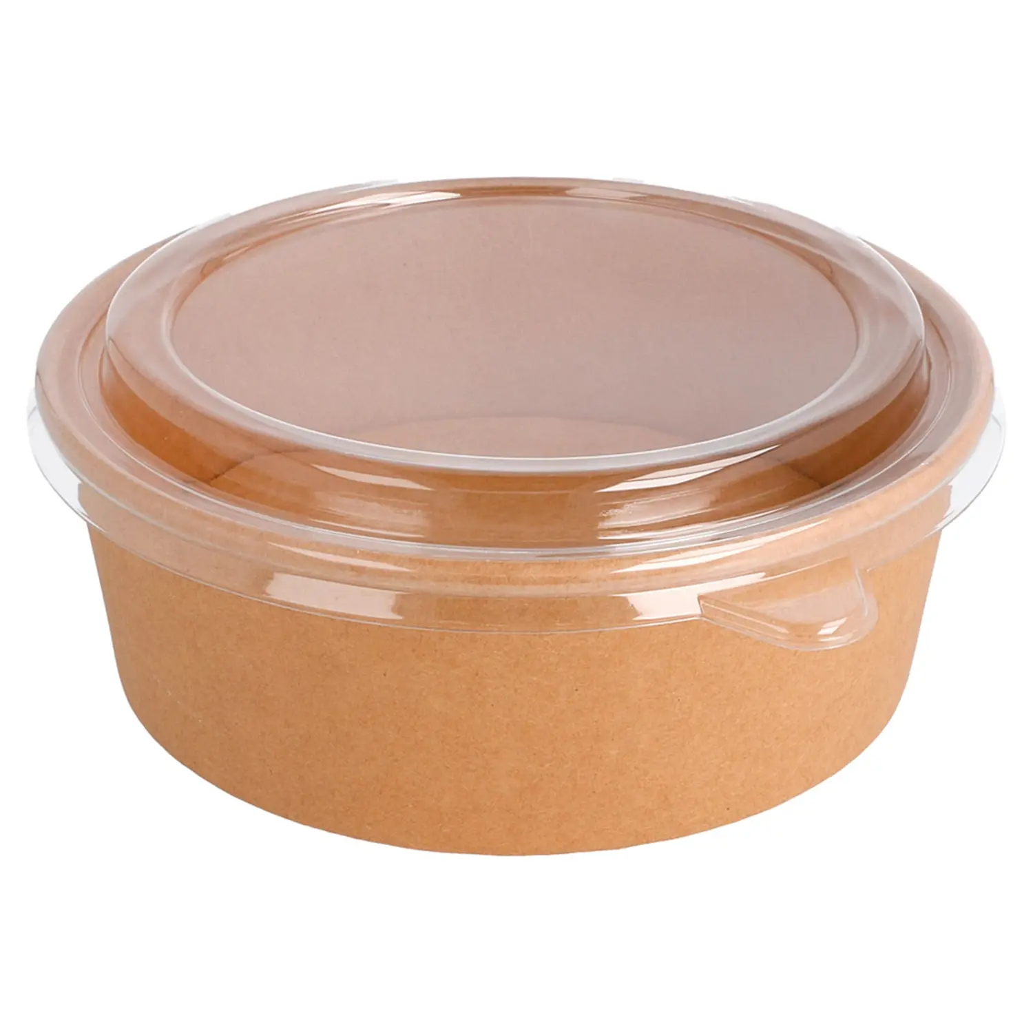 Combo insalatiera + copperchio pet  1300 ml - 43,3 oz 320 + 18 pe g/m2 ø 18,4/16x6,6 cm naturale kraft (200 unità)