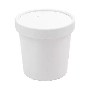 Tarrinas + tapas  360 ml - 12 oz 300 + 18 pe g/m2 ø9/7,2x8,4 cm blanco cartón (250 unid.)