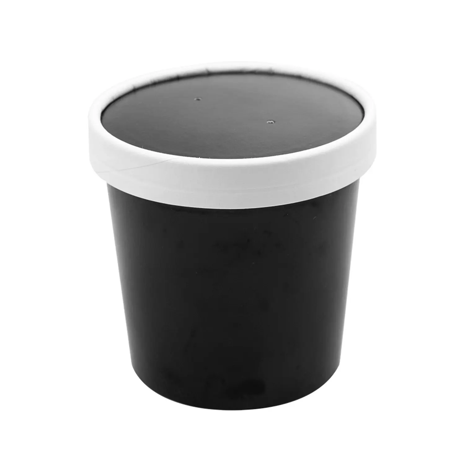 Contenitori con coperchi  360 ml - 12 oz 300 + 18 pe g/m2 ø9/7,2x8,4 cm nero cartone (250 unità)