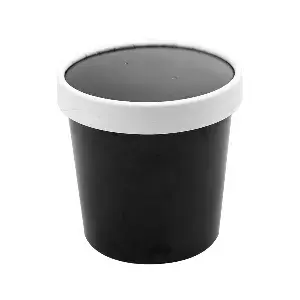 Contenitori con coperchi  360 ml - 12 oz 300 + 18 pe g/m2 ø9/7,2x8,4 cm nero cartone (250 unità)