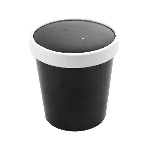 Tarrinas + tapas  480 ml - 16 oz 320 + 18 pe g/m2 ø9,7/7,5x10 cm negro cartón (250 unid.)
