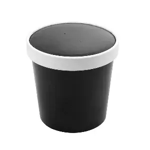 Tarrinas + tapas  780 ml - 26 oz 330 + 18 pe g/m2 ø11,7/9,2x11 cm negro cartón (250 unid.)