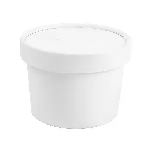 Tarrinas + tapas  240 ml - 8 oz 300 + 18 pe g/m2 ø9/7,5x6 cm blanco cartón (250 unid.)