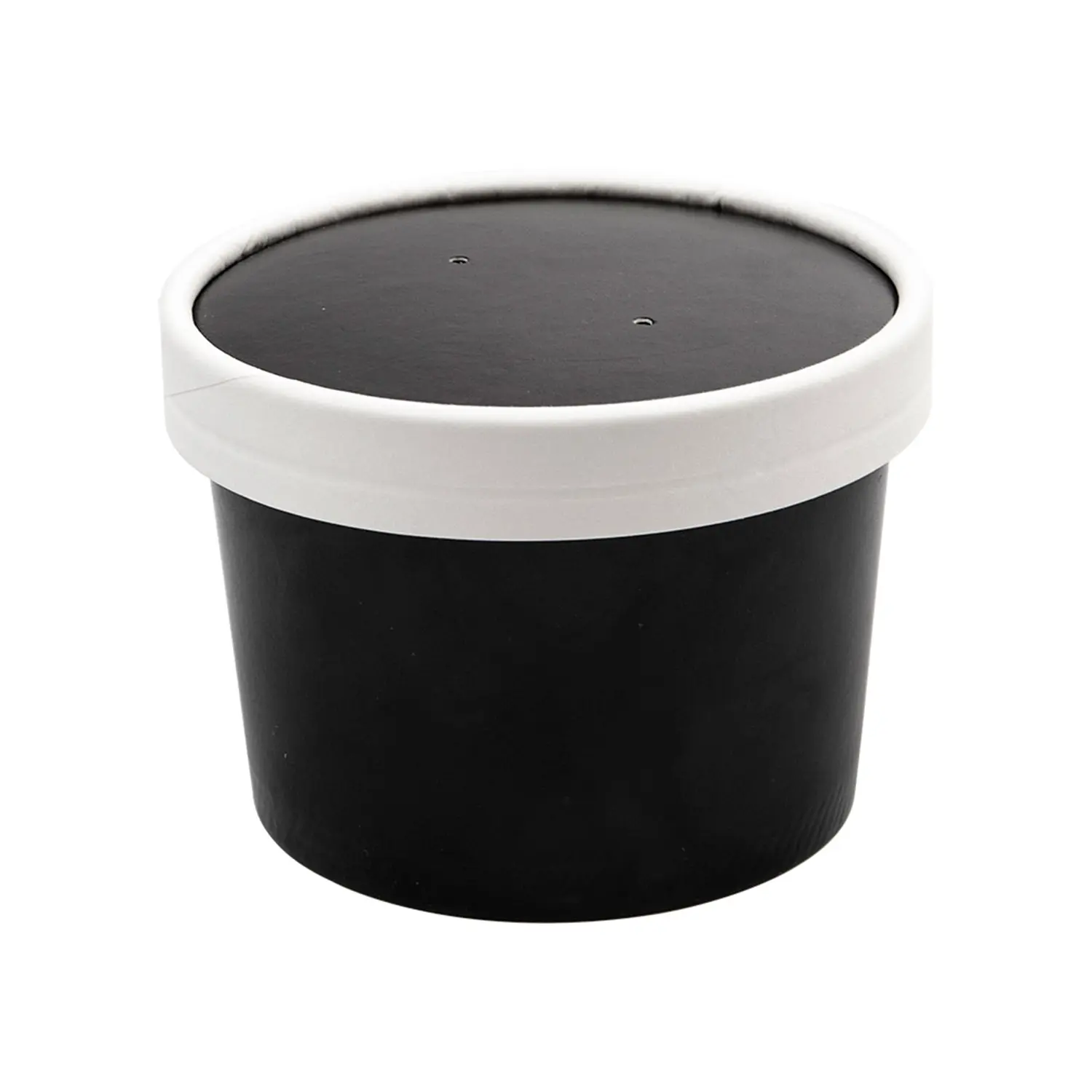 Contenitori con coperchi  240 ml - 8 oz 300 + 18 pe g/m2 ø9/7,5x6 cm nero cartone (250 unità)