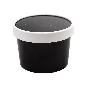 Tarrinas + tapas  240 ml - 8 oz 300 + 18 pe g/m2 ø9/7,5x6 cm negro cartón (250 unid.)