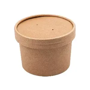 Contenitori con coperchi  240 ml - 8 oz 300 + 18 pe g/m2 ø9/7,5x6 cm naturale kraft (250 unità)