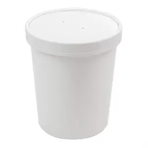 Tarrinas + tapas  960 ml - 32 oz 330 + 18 pe g/m2 ø11,7/9,2x13,5 cm blanco cartón (250 unid.)