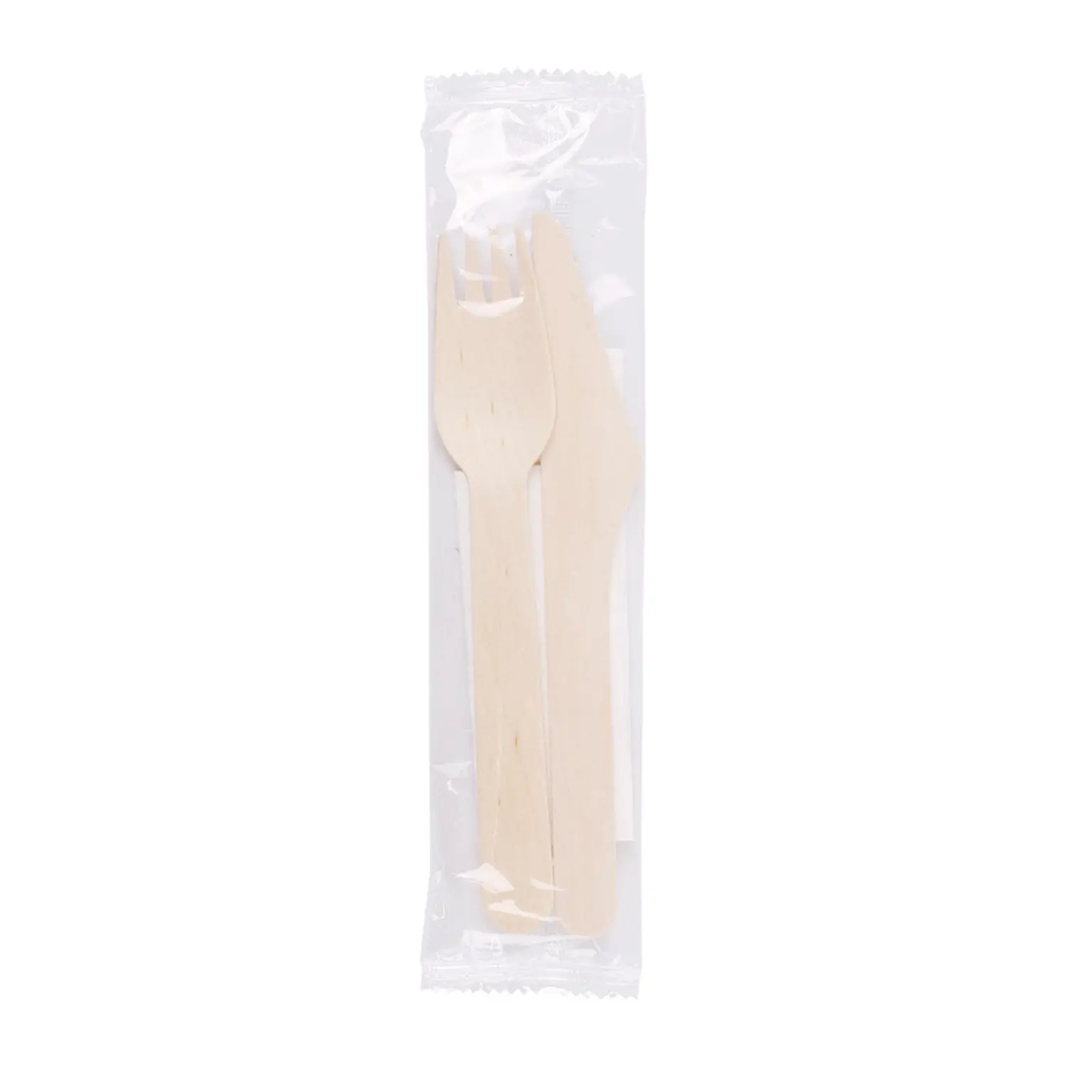 Set 3/1 posate + tovagliolo wood 'makan'  16 cm naturale legno (100 unità)