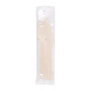Set 3/1 posate + tovagliolo wood 'makan'  16 cm naturale legno (100 unità)