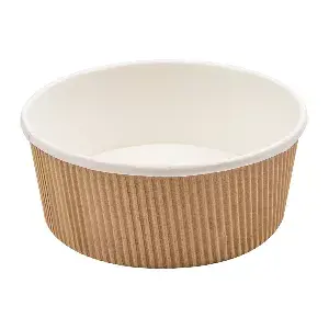 Taças parede dupla, ondulado kraft  780 ml - 26 oz 280 + 250 + 18pe g/m2 ø15/12,8x6 cm castanho cartão (250 unidade)