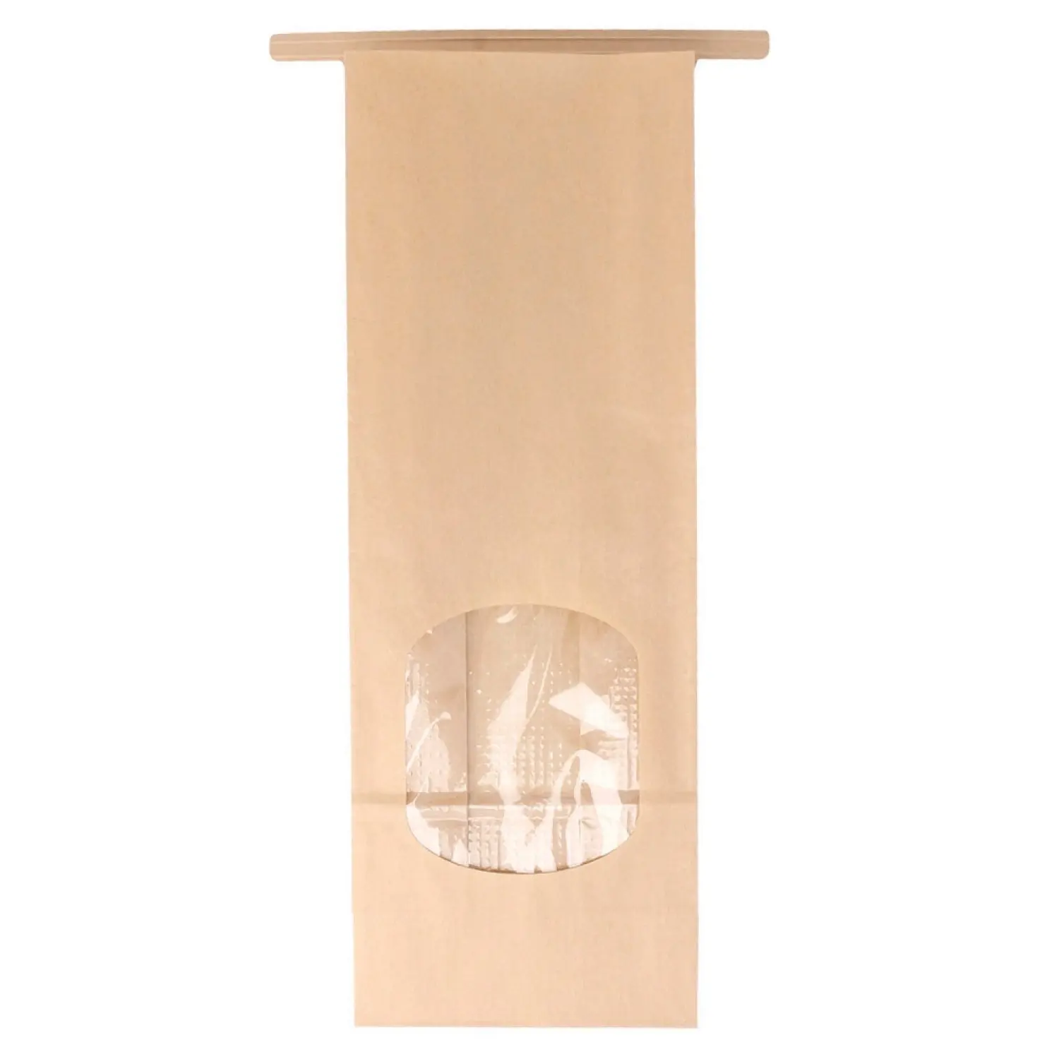 Bolsas sos autocierre con ventana  1300 g 60 g/m2 + 25µ opp 9+6x25 cm natural kraft (500 unid.)
