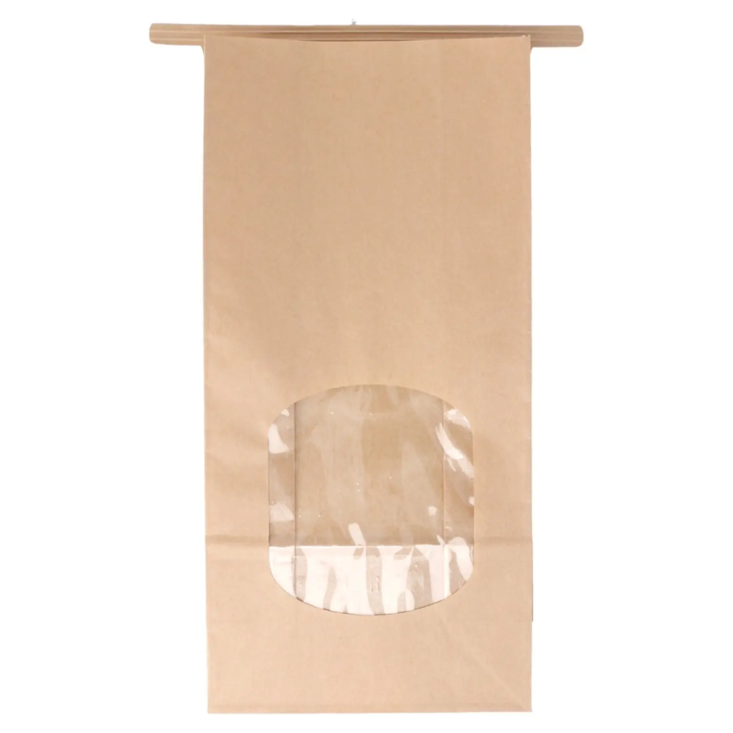 Sacchetti sos con chiusura con finestra  1800 gr 60 g/m2 + 25µ opp 12+6,5x24,6 cm naturale kraft (500 unità)