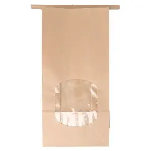 Sacos sos auto-fecho com janela  1800 g 60 g/m2 + 25µ opp 12+6,5x24,6 cm natural kraft (500 unidade)