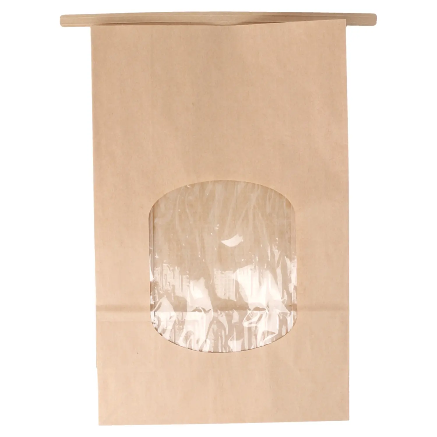 Sacchetti sos con chiusura con finestra  2500 g 60 g/m2 + 25µ opp 15,5+7x24,2 cm naturale kraft (500 unità)