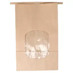 Sacos sos auto-fecho com janela  2500 g 60 g/m2 + 25µ opp 15,5+7x24,2 cm natural kraft (500 unidade)