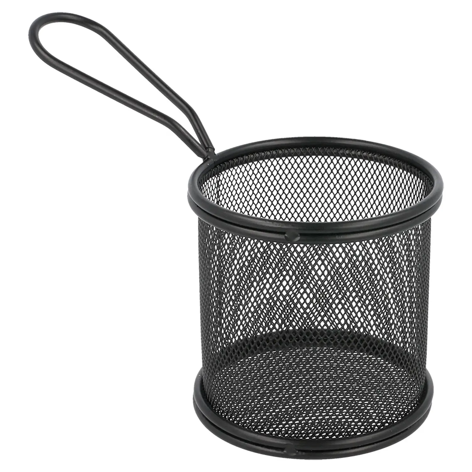 Mini friggitrice rotonda artinox  ø 9x8 cm nero acciaio (6 unità)