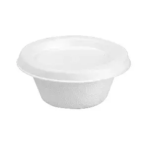 Mini terrine + coperchi bionic 60 ml ø 6,9x3+0,7 cm bianco bagassa (1000 unità)