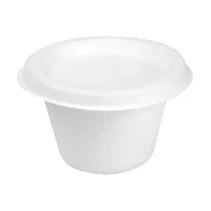 Mini terrine + coperchi bionic 120 ml ø7,4x5,1+0,7 cm bianco bagassa (800 unità)
