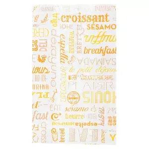Sacchetti croissant 'orange parole' 33 g/m2 12+5x22 cm bianco cellulosa (500 unità)