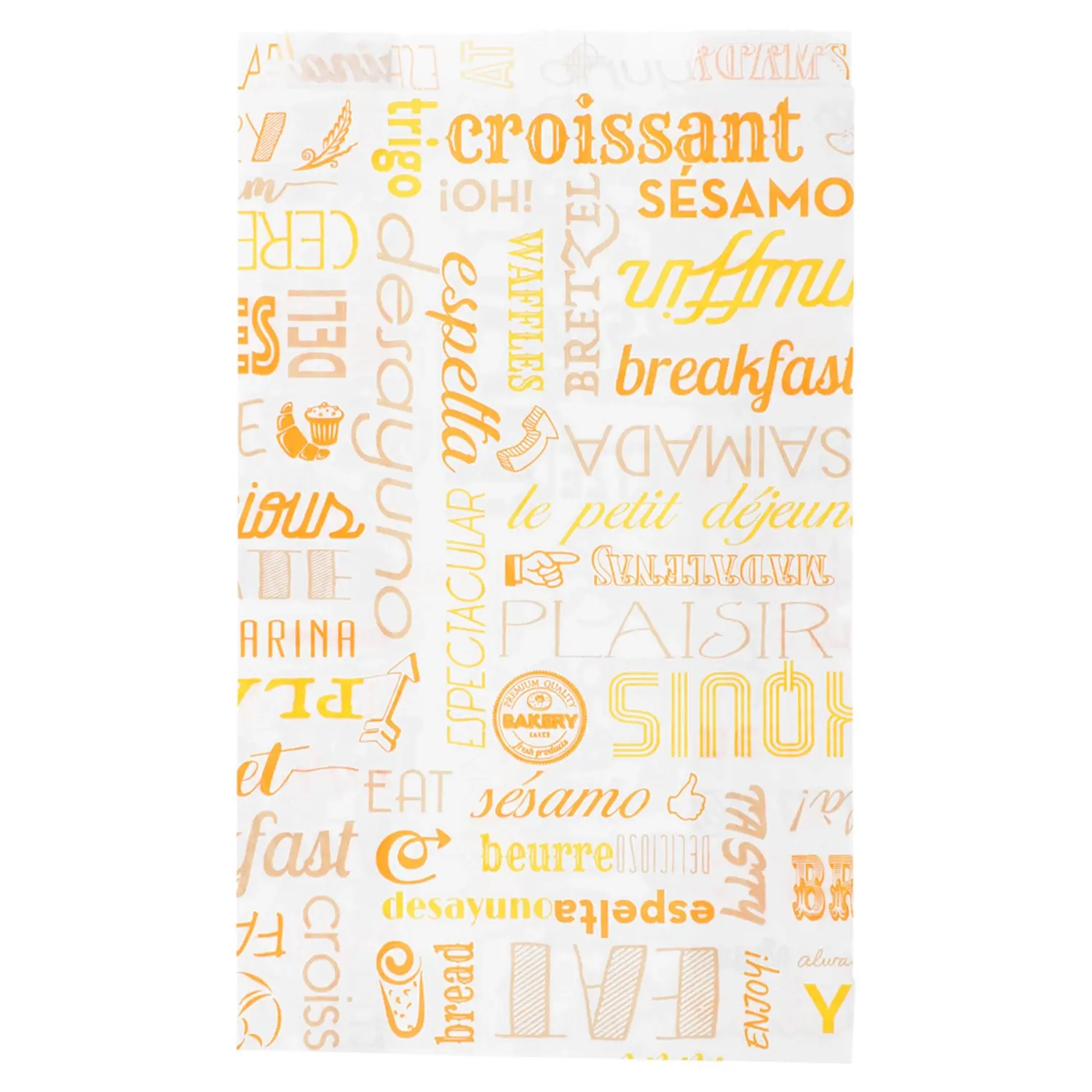 Sacchetti croissant 'orange parole' 33 g/m2 14+7x22 cm bianco cellulosa (500 unità)