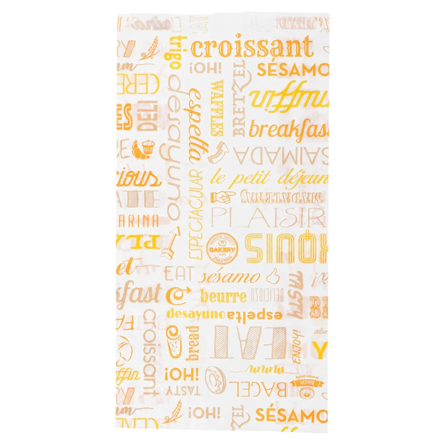 Sacchetti croissant 'orange parole' 33 g/m2 14+7x26 cm bianco cellulosa (500 unità)