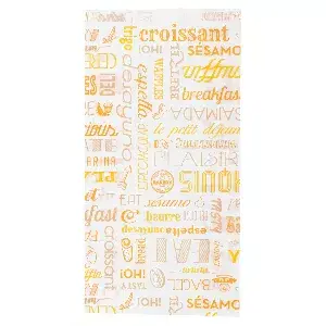 Sacchetti croissant 'orange parole' 33 g/m2 14+7x26 cm bianco cellulosa (500 unità)