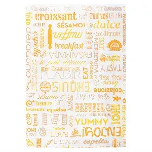 Sacchetti croissant 'orange parole' 33 g/m2 19+8x26 cm bianco cellulosa (500 unità)