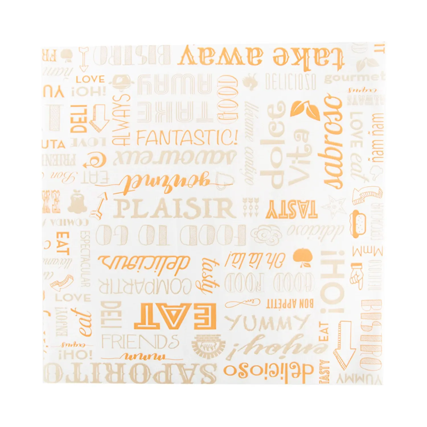 Carta antigrasso basket pfas free 'orange parole' 35 g/m2 31x31 cm bianco pergamana antigrassi (1000 unità)