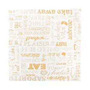 Carta antigrasso basket pfas free 'orange parole' 35 g/m2 31x31 cm bianco pergamana antigrassi (1000 unità)