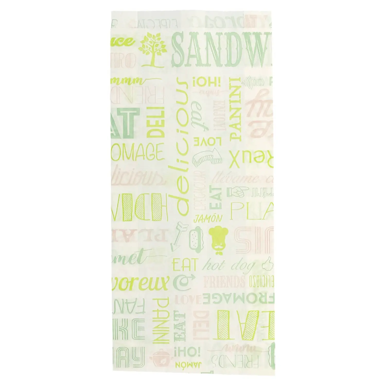 Sacchetti sandwiches pfas free 'green parole' 32 g/m2 12+4x26 cm bianco pergamana antigrassi (500 unità)