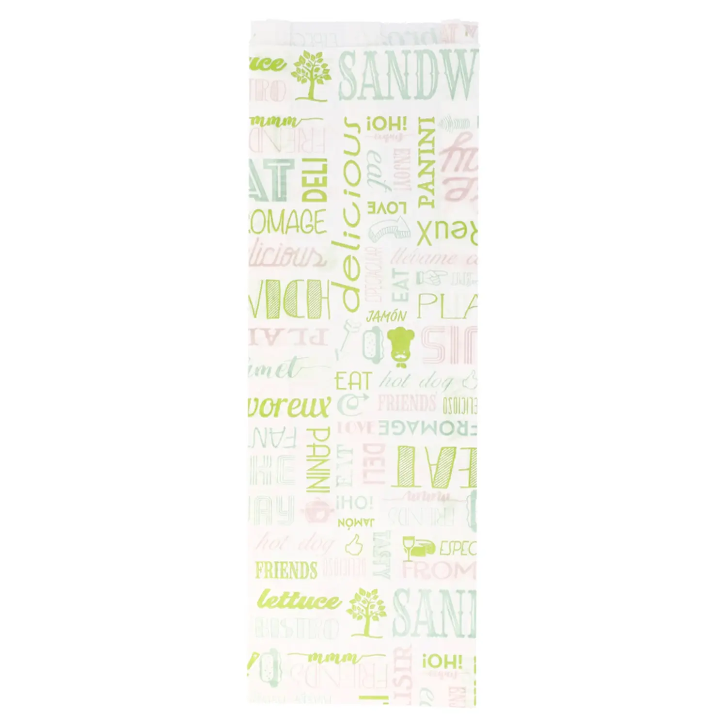 Sacchetti baguette garni pfas free 'green parole' 32 g/m2 12+4x35 cm bianco pergamana antigrassi (500 unità)