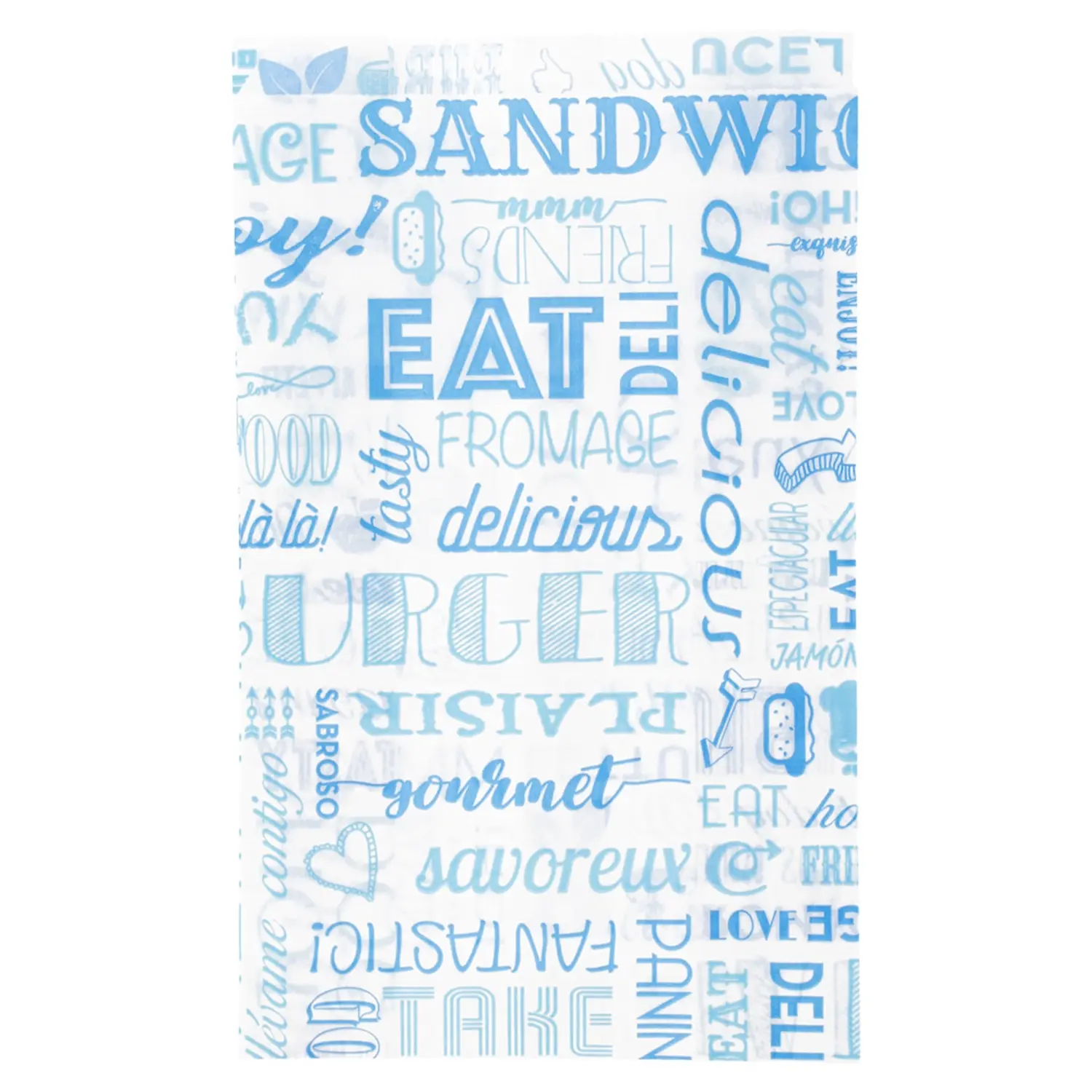 Sacchetti hamburger pfas free 'blue parole' 32 g/m2 14+7x22 cm blu pergamana antigrassi (500 unità)