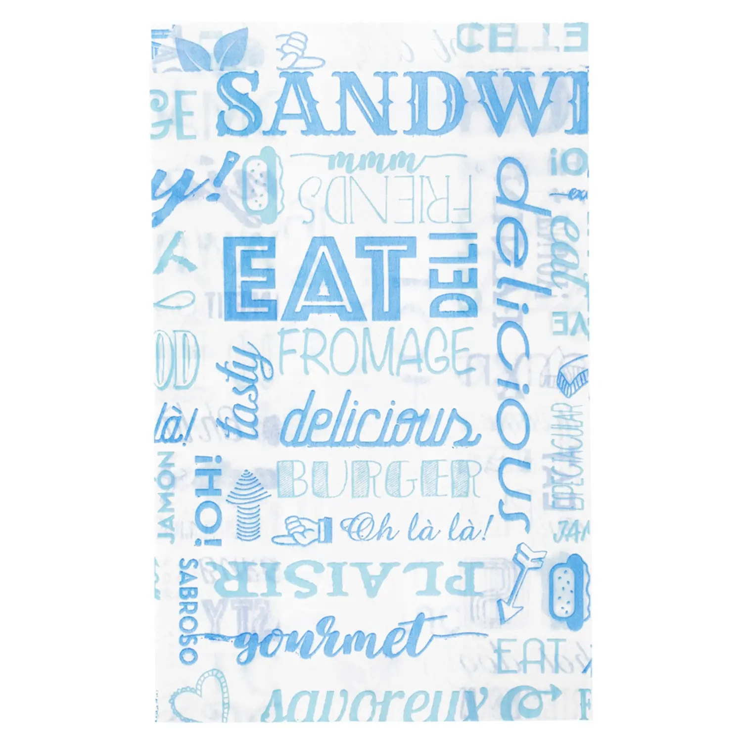 Sacchetti hamburger pfas free 'blue parole' 32 g/m2 12+7x18 cm blu pergamana antigrassi (500 unità)