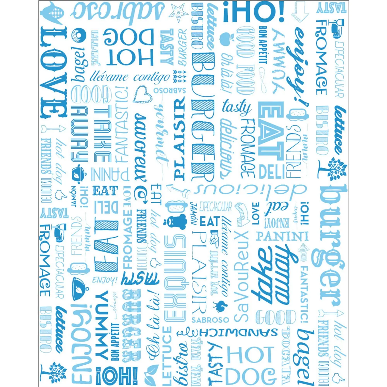 Carta antigrasso fast food 'blue parole' 35 g/m2 28x34 cm bianco pergamana antigrassi (1000 unità)